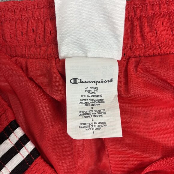 Champion Red Mesh Athletic Shorts  Black & White Stripes Mens L 100% Polyester - Picture 6 of 14